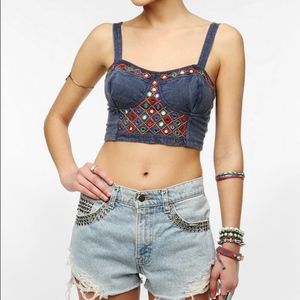 Urban Outfitters Embellished Mirror Crop Top